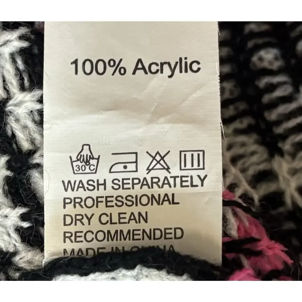 Knit Sweater Pink Aztec Nordic Design Size Small Lightweight Winter Layering - Picture 4 of 6